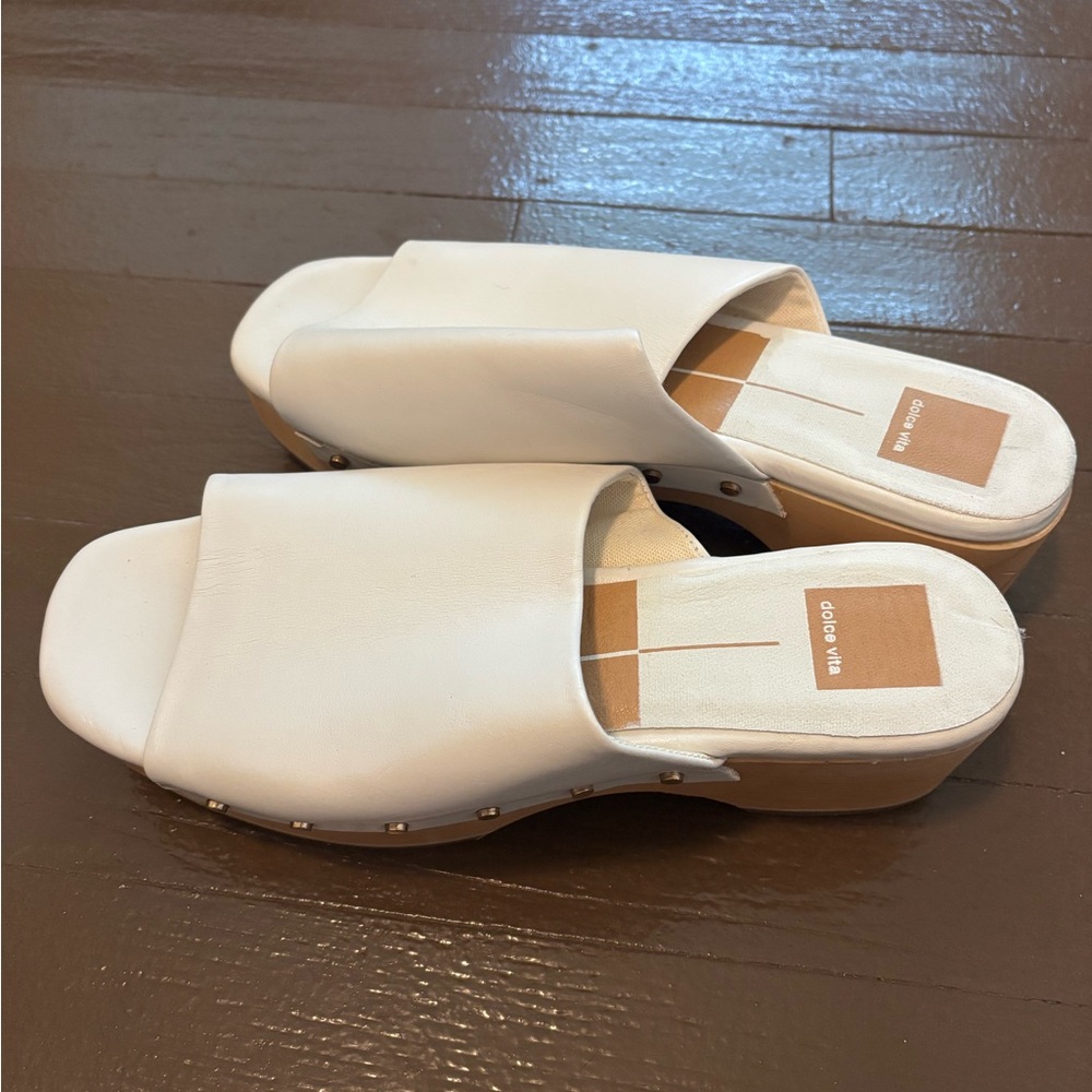Dolce Vita Cream Mules with Stud Accents